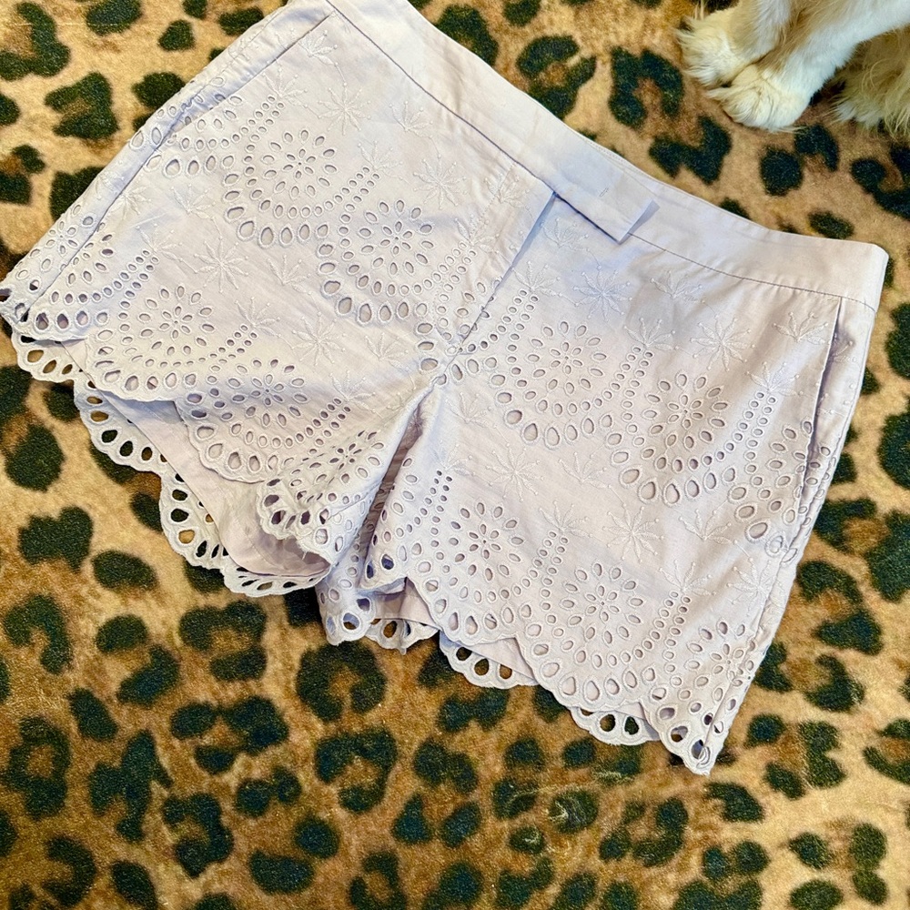 Ann Taylor Lavender Eyelet High Waist Shorts